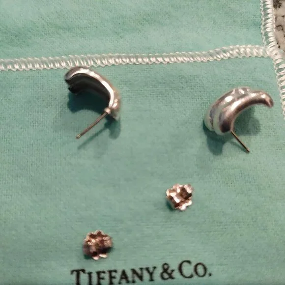 Tiffany & Co. Sterling Silver and 14K Yellow Gold Rope Stud Earrings with pouch - Picture 11 of 16